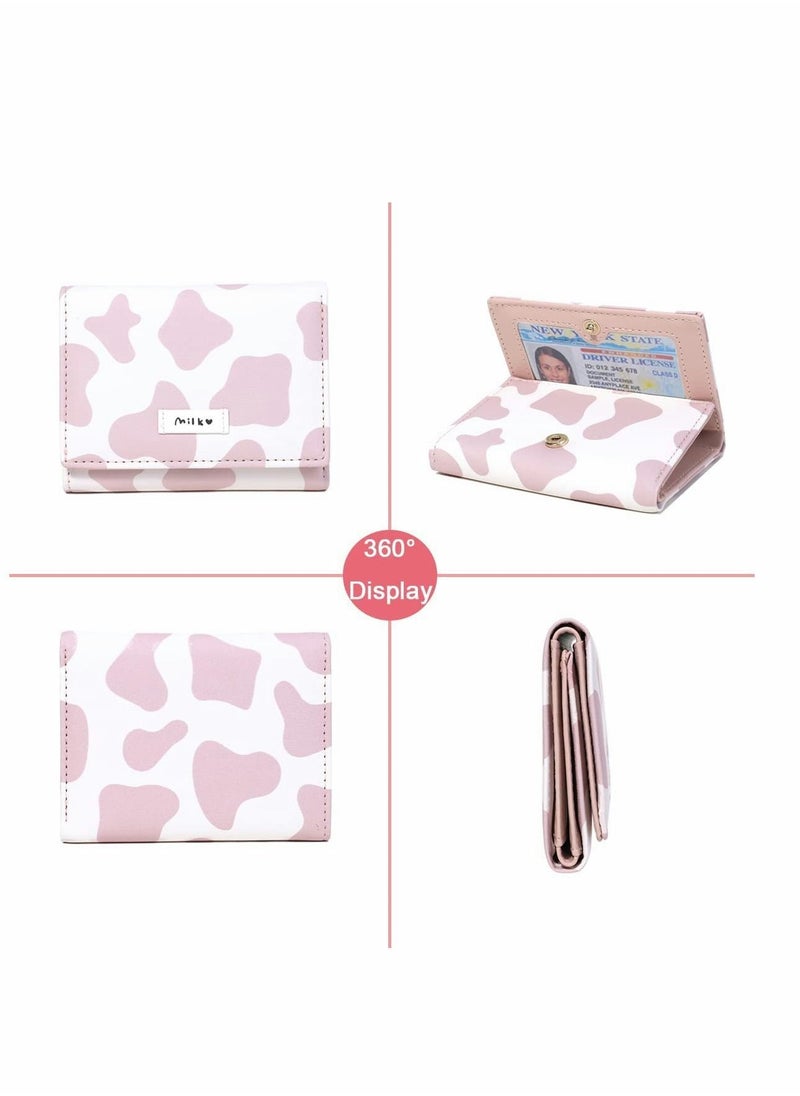 Y&D Girls Cute Cow Print Wallet Small Tri-folded Cash Pocket Card Holder ID Window Purse for Women  - Image 3