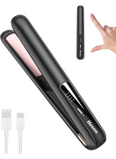 Hoson Hoson Cordless Hair StraightenerPortable Mini Flat Iron Travel for Short HairUSBC Rechargeable Wireless Hair Straightener and Curler 2 in 1Blackfor Touch Ups 