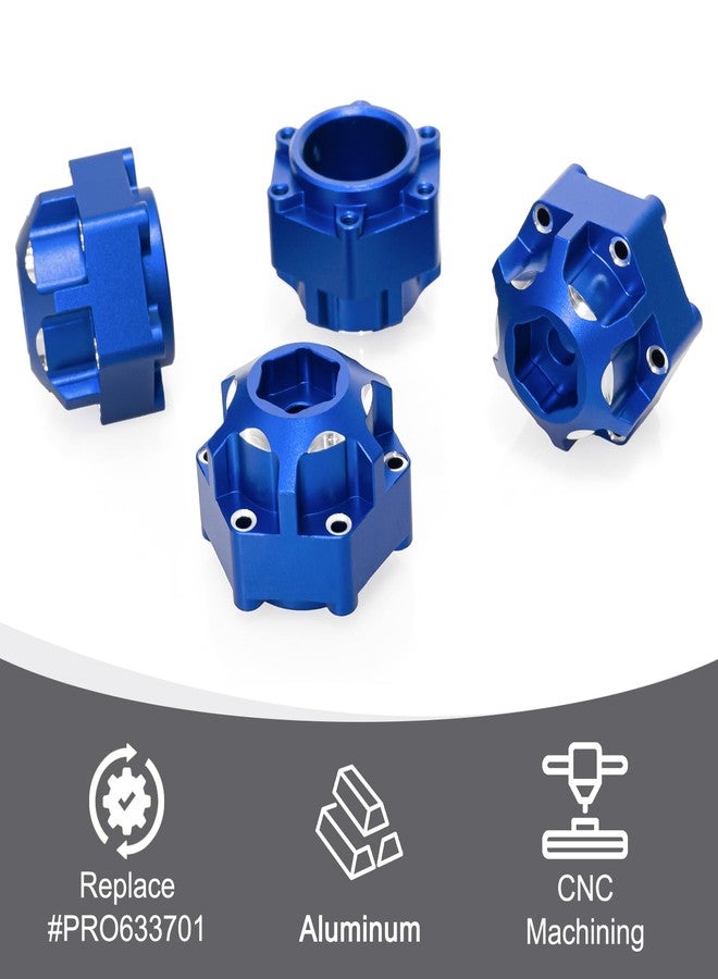 LRFHL 1/10 6x30 to 12mm Aluminum Hex Adapters 17.5mm Thickness for 1/10 Pro-Line Racing 6x30 to 12mm PRO633701 PL28 MX28 Wheel Hex Hub Adapter Upgrade Parts (Blue) - Image 2