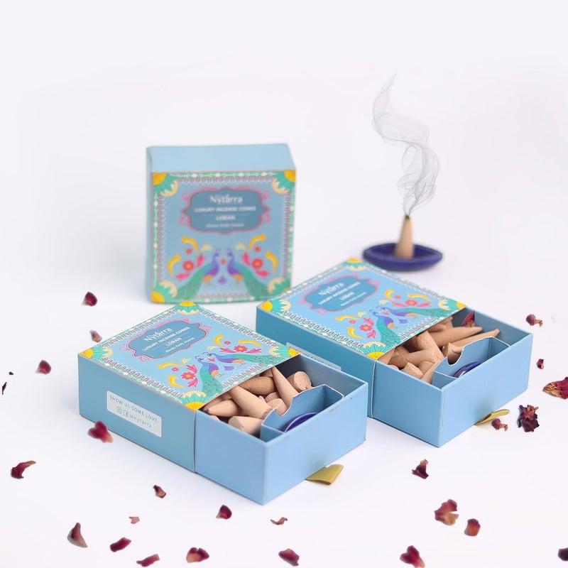 Nytarra Nytarra's Loban Luxury Incense Cones | Pack of 3| 120 pcs | Special Ceramic Holder | Dhoop Cones for Fragrance | Dhoop Cones for Pooja, Home, Office, Aromatherapy & Meditation - Image 1