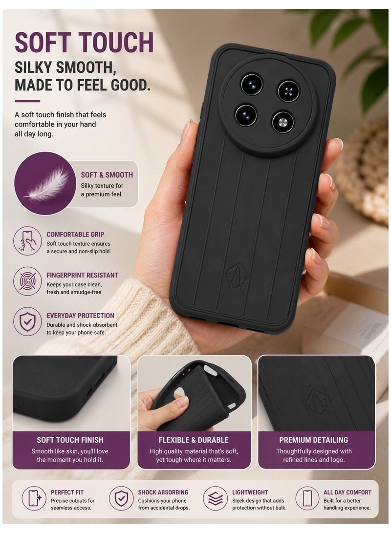 Wtech Huawei nova 15 Max 4G 2026 Fashion Case TPU Texture Silicone Sides Case Cover - Black - Image 4