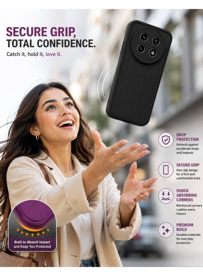 Wtech Huawei nova 15 Max 4G 2026 Fashion Case TPU Texture Silicone Sides Case Cover - Black - Image 3