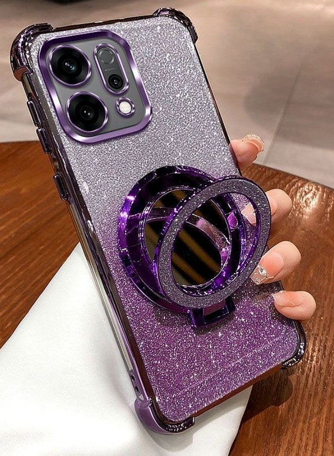 Magnetic Glitter Case for Oppo Reno 14 Pro 5G，Bling Camera Lens Protector，Sparkly Stand，Makeup Mirror，Support Wireless Charging， Luxury Gradient Shockproof Oppo Reno 14 Pro  Cover - Image 3