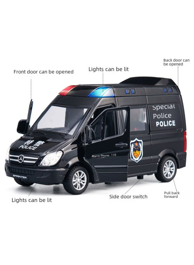 (Boxed) Jiaye 1:32 Ambulance Fire Special Police Van Alloy Car Model Sound And Light Pull Back 32463-Color:White Epidemic Prevention Vehicle Model  - Image 3