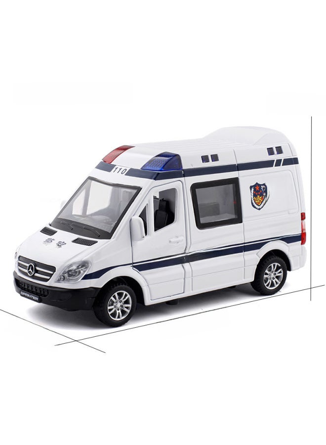(Boxed) Jiaye 1:32 Ambulance Fire Special Police Van Alloy Car Model Sound And Light Pull Back 32463-Color:White Epidemic Prevention Vehicle Model  - Image 5