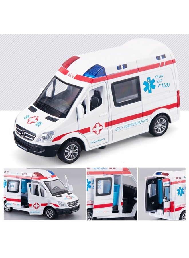 (Boxed) Jiaye 1:32 Ambulance Fire Special Police Van Alloy Car Model Sound And Light Pull Back 32463-Color:White Epidemic Prevention Vehicle Model  - Image 4