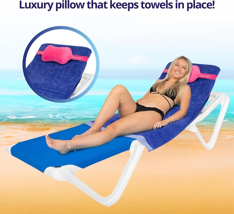 Towel Trapper | Inflatable Travel Beach Pillow | Sunlounger Towel Strap | Portable Towel Gripper, Neck Support Blow Up Pillow (Pebble Grey) - Image 3