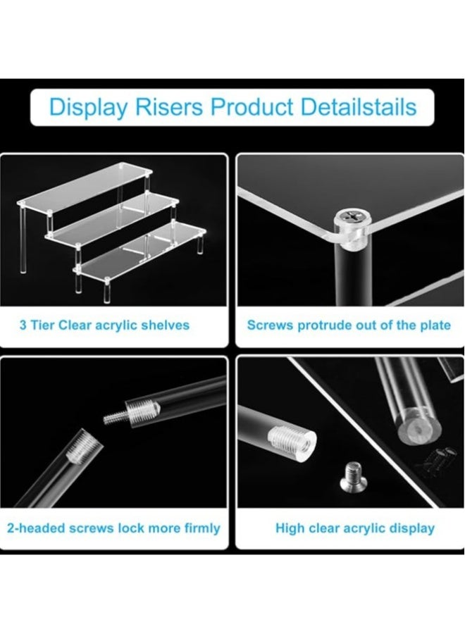 Topleo Acrylic Display Risers, 3 Tier Perfume Organizer Stand, Clear Cupcake Stand Holder, Large Shelf Risers for Figures, Dessert Shelves for Party, Riser Stand for Decoration and Organizer  - Image 4
