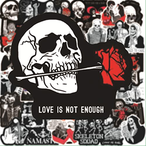 iDream Self-Adhesive Black Skulls & Love Inspirational Stickers (Set of 50) for Laptop, Water Bottles, Notebooks & Accessories - Image 3