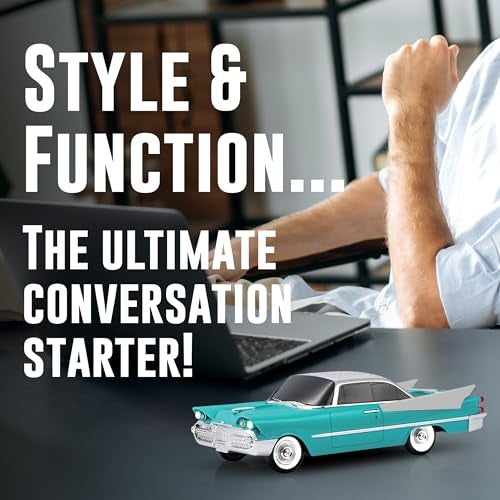 QFX Bluetooth 1959 Retro Classic Car Speaker, Dual 2-inch Speakers, Hands-Free Link, Built-in Microphone, FM Radio, and LED Party Lights, Emerald - BT-1959-EMR - Image 3