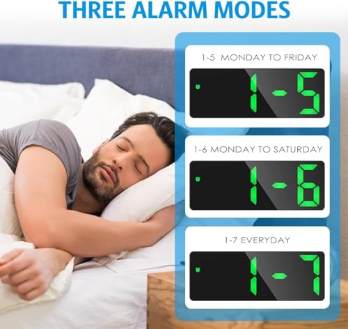 AMIR Alarm Clock, LED Clock for Bedroom, Electronic Desktop Clock with Temperature Display, Adjustable Brightness, 12/24H Display for Home (Plug Not Included) - Image 5