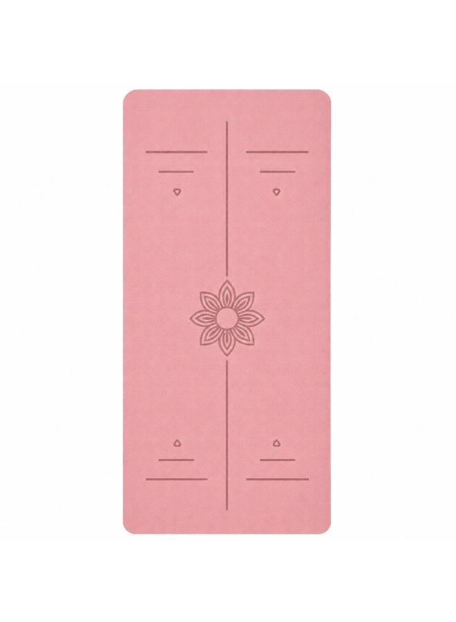 skjvxt TPE Yoga Mat with Alignment Lines, Non-Slip Pilates Exercise Mat 183×61×0.6cm, Fitness Workout Mat Shock Absorption Training Mat with Carrying Strap - Image 1