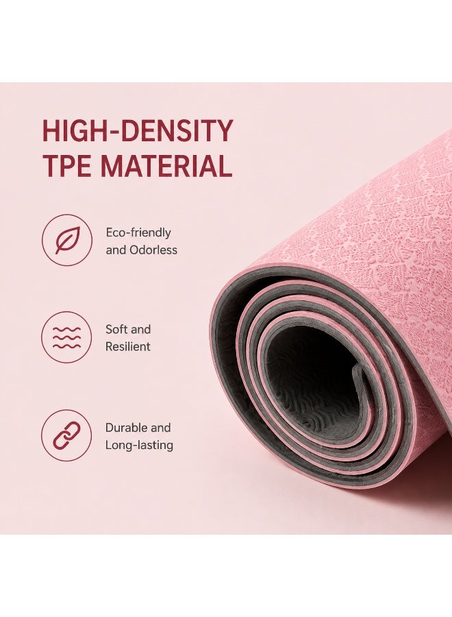 skjvxt TPE Yoga Mat with Alignment Lines, Non-Slip Pilates Exercise Mat 183×61×0.6cm, Fitness Workout Mat Shock Absorption Training Mat with Carrying Strap - Image 3