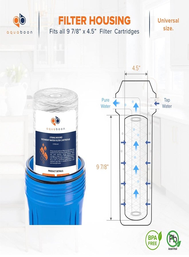 أكوابون فلتر مياه Aquaboon 5 ميكرون 10 × 4.5 بوصة - فلتر مياه ملفوف بخيط لنظام المنزل بأكمله - متوافق مع 84637، WPX5BB97P، PC10، 355214-45، 355215-45، WP10BB97P، WP5BB97P (عبوة من قطعتين) - Image 2