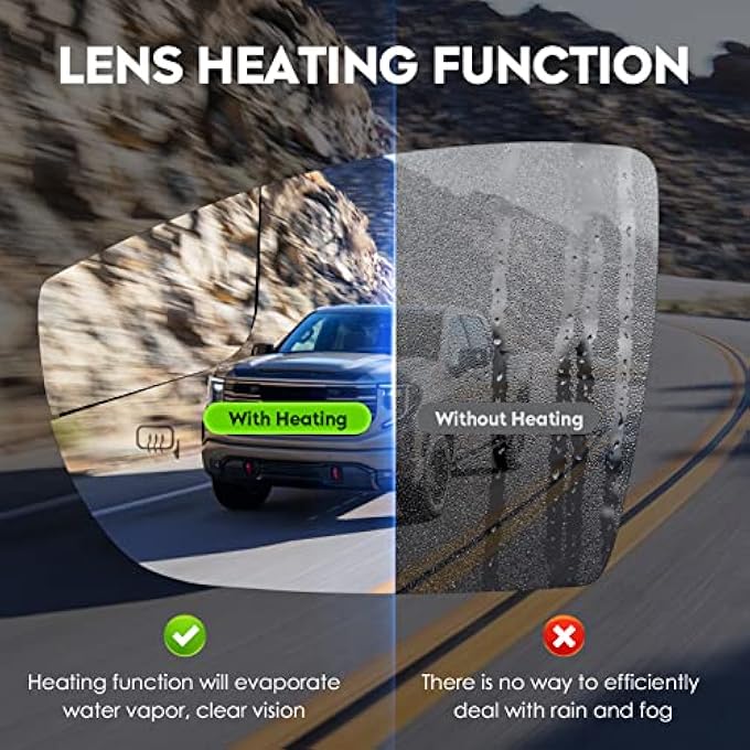 ريحني زجاج مرآة مدفأ على الجانب الأيمن من السائق والراكب مع حامل خلفي مناسب لفورد فوكس 20122018 بديل ل Cm5Z17K707H cm5Z17K707G - Image 3