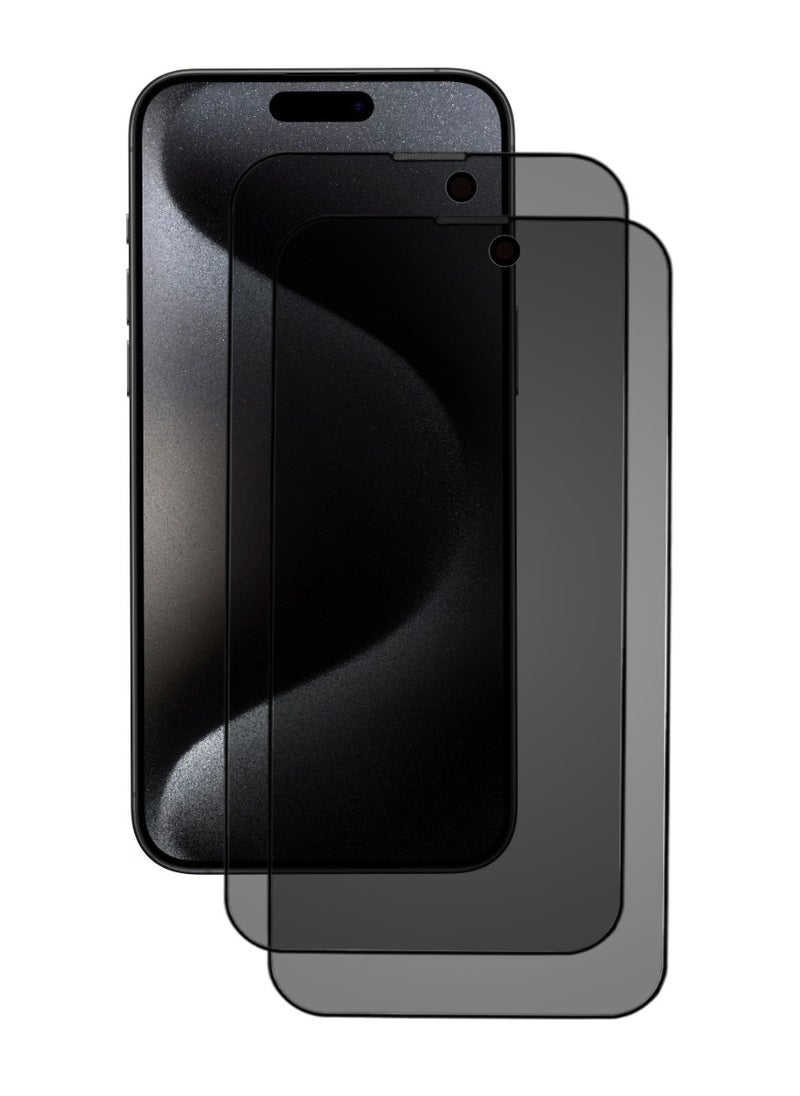 ACLIX 2 Pieces Antistatic ESD Dustproof Premium Quality High Definition Anti-Spy Privacy Tempered Glass Screen Protector Designed For  iPhone 15 Pro - Image 1