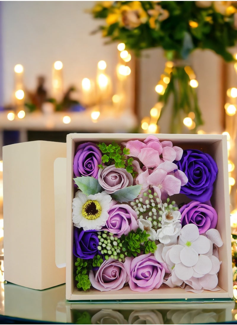 Fragrant Gift Rose Soap Flower with Leaves Perfect for Gifting Mother's Day Women's Day Birthday Multicolor 19x19x8.5cm