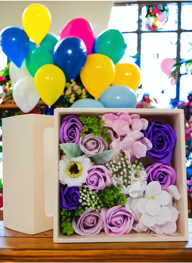 Fragrant Gift Rose Soap Flower with Leaves Perfect for Gifting Mother's Day Women's Day Birthday Multicolor 19x19x8.5cm