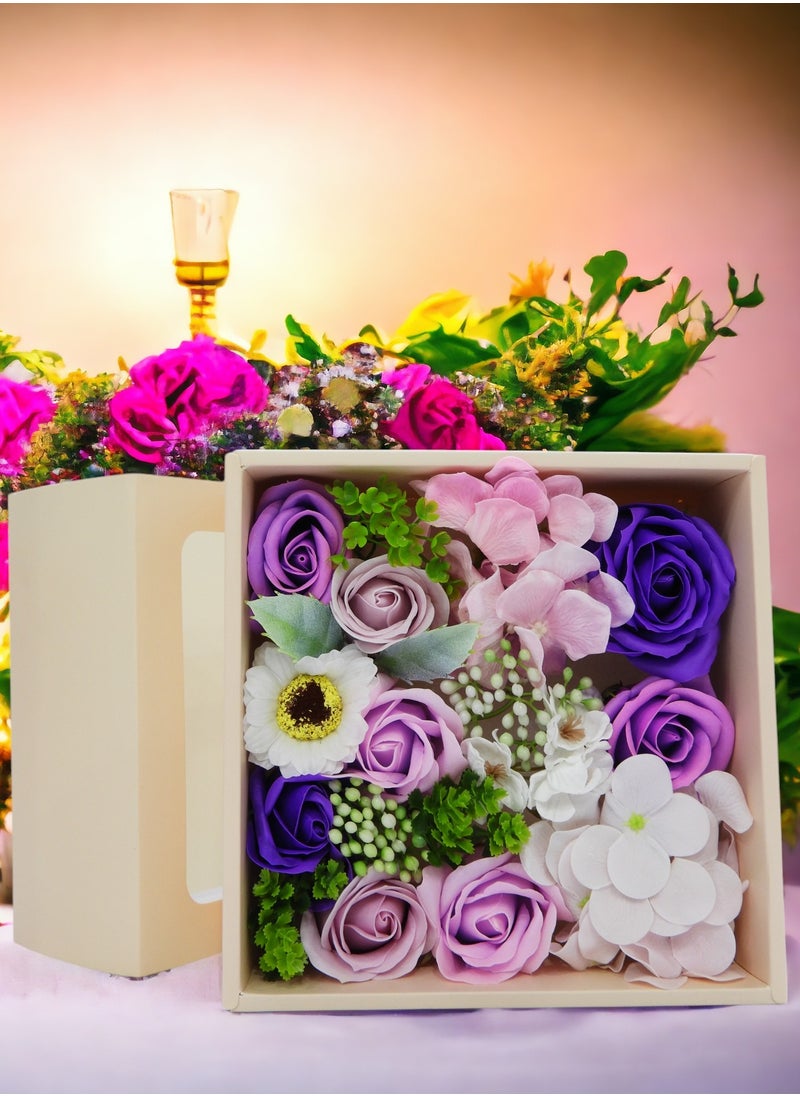 Fragrant Gift Rose Soap Flower with Leaves Perfect for Gifting Mother's Day Women's Day Birthday Multicolor 19x19x8.5cm