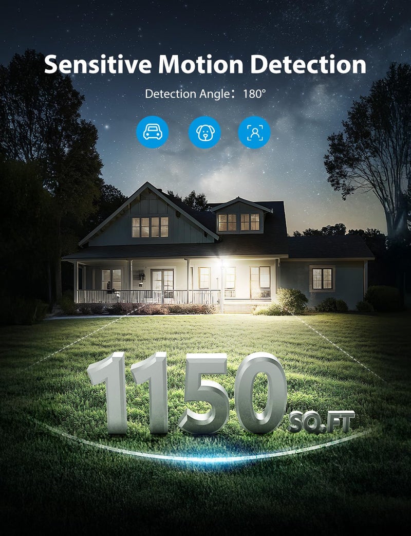 Onforu 32W 2 Head Motion Sensor Outdoor Lights, 3200LM 6500K LED Security Light Hardwired, Dusk to Dawn, Motion Detector Light for Outside, IP65 Waterproof Flood Lights for Garage, Yard(Black) - Image 4