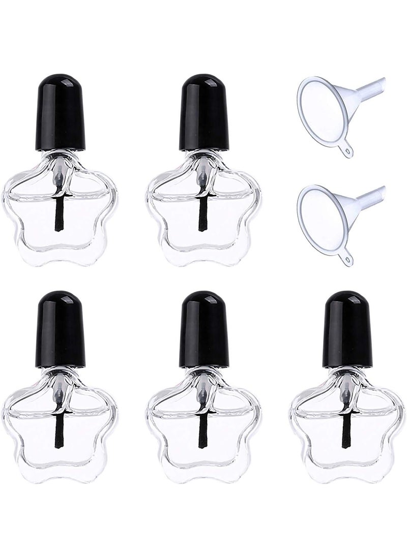 esowemsn esowemsn 5pcs 5ml Empty Refillable Clear Glass Nail Polish Bottles with Black Brush Cap Best for Nail Art DIY Beauty Containers with 2 Funnels 