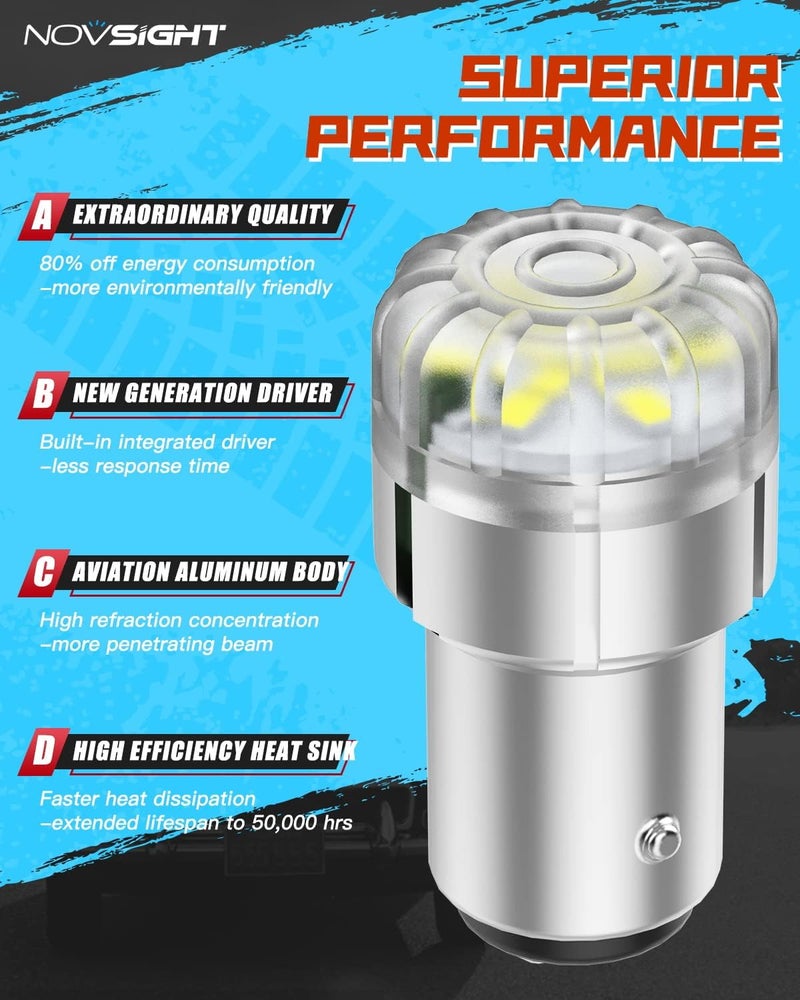 NOVSIGHT مصباح LED NOVSIGHT 1157 - 300% أكثر سطوعًا في ضوء النهار - Image 5