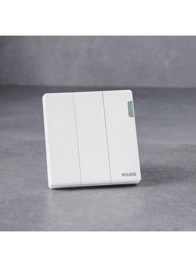 DANUBE HOME Milano 10A 3G 2W Switch Electrical Switches Sockets Outlets For Home Appliances Office Hotel Conventional Construction ProjectAura Wh - Image 1