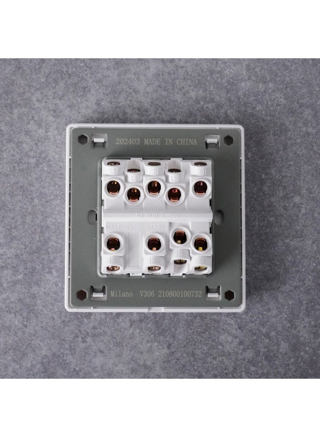 DANUBE HOME Milano 10A 3G 2W Switch Electrical Switches Sockets Outlets For Home Appliances Office Hotel Conventional Construction ProjectAura Wh - Image 2