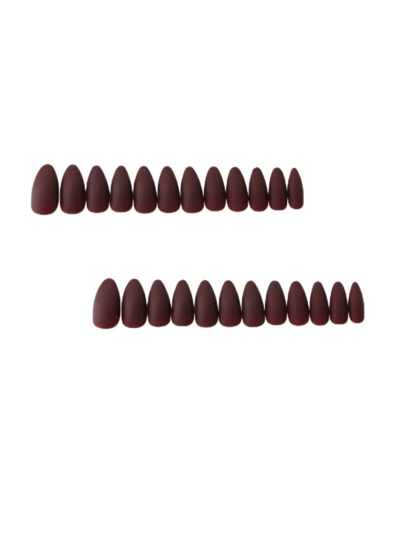 SCHAVO Matte Chocolate Almond Solid Color Nails 24Pcs - Image 1