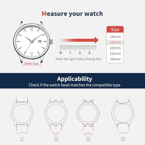 Fullmosa Watch Bands,18mm 20mm 22mm Quick Release Leather Watch Band Strap - Burnished Leather Watch Band Vintage Wristband (Dark Blue+Smoky grey Hardware, 20mm) - Image 5
