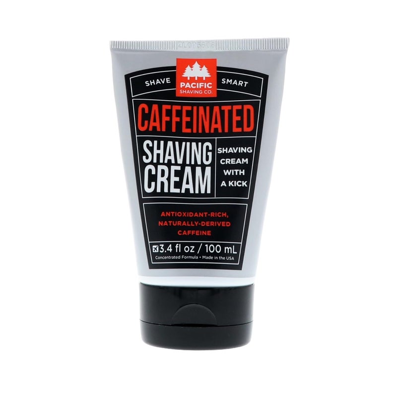 Pacific Shaving Company Caffeinated Shaving Cream - Shea Butter + Spearmint Antioxidant Shaving Cream with Caffeine - Clean Formula for Hydrating, Redness Reducing + Irritation-Free Shave (3.4 Oz) - Image 1