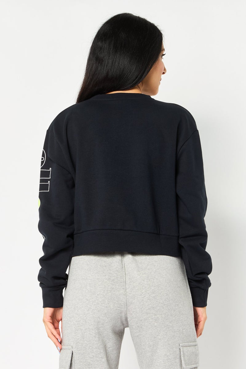 Ellesse x Smiley Women Sportswear Fit Long Sleeve Outdoor Sweatshirt, Black - Image 4