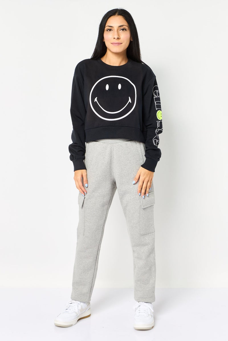 Ellesse x Smiley Women Sportswear Fit Long Sleeve Outdoor Sweatshirt, Black - Image 2