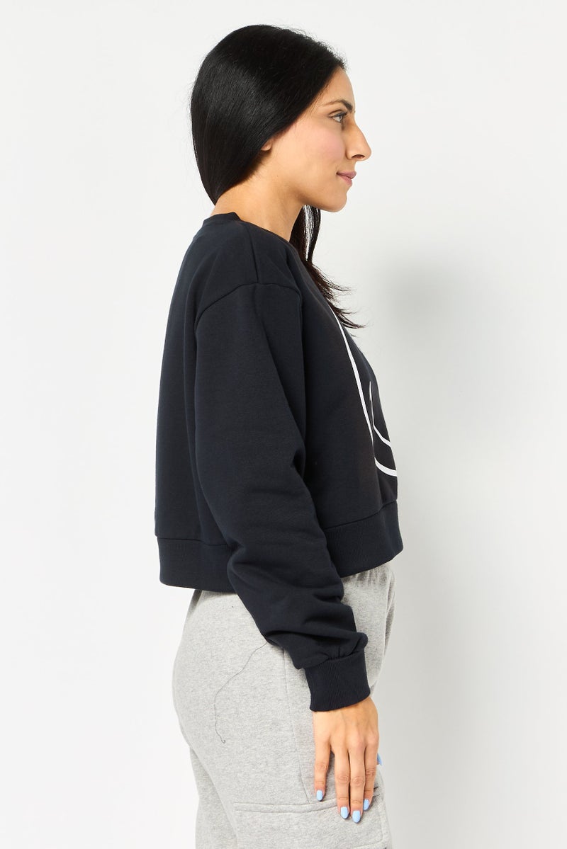 Ellesse x Smiley Women Sportswear Fit Long Sleeve Outdoor Sweatshirt, Black - Image 3