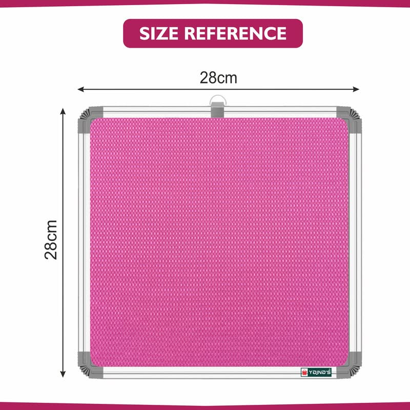 YAJNAS® 28x28 CM Premium Material Pink Color Notice Board/Soft Board/Bulletin Board/Pin-up Display Board with 50 Pins for Study Room, Office, School & Home Use - Image 2