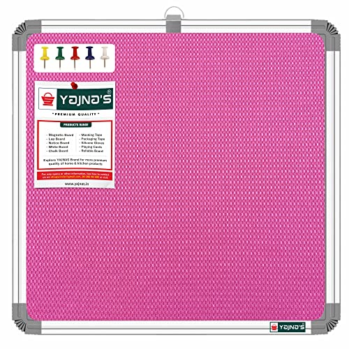 YAJNAS® 28x28 CM Premium Material Pink Color Notice Board/Soft Board/Bulletin Board/Pin-up Display Board with 50 Pins for Study Room, Office, School & Home Use - Image 1
