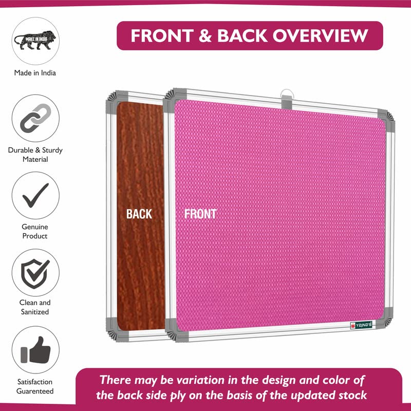 YAJNAS® 28x28 CM Premium Material Pink Color Notice Board/Soft Board/Bulletin Board/Pin-up Display Board with 50 Pins for Study Room, Office, School & Home Use - Image 3