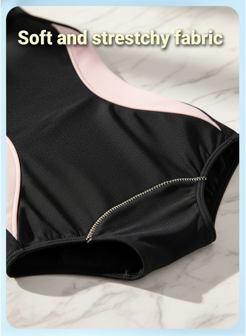 Mark Fairwhale Women's Spliced Sleeveless Flat Angle One‑Piece Swimsuit,Sports One‑Piece Flat Angle Swimsuit，Beachwear Surfing Bathing Suit, Wetsuit - Image 4