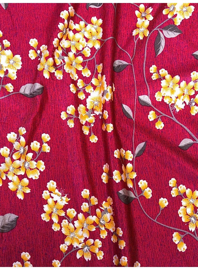 Cortina Floral Light-Filtering Polyester Curtains 7 feet Long Set of 2 for Door [ Opacity: 50-60%, Color: Maroon, Printed Curtain -130 GSM ] - Image 5