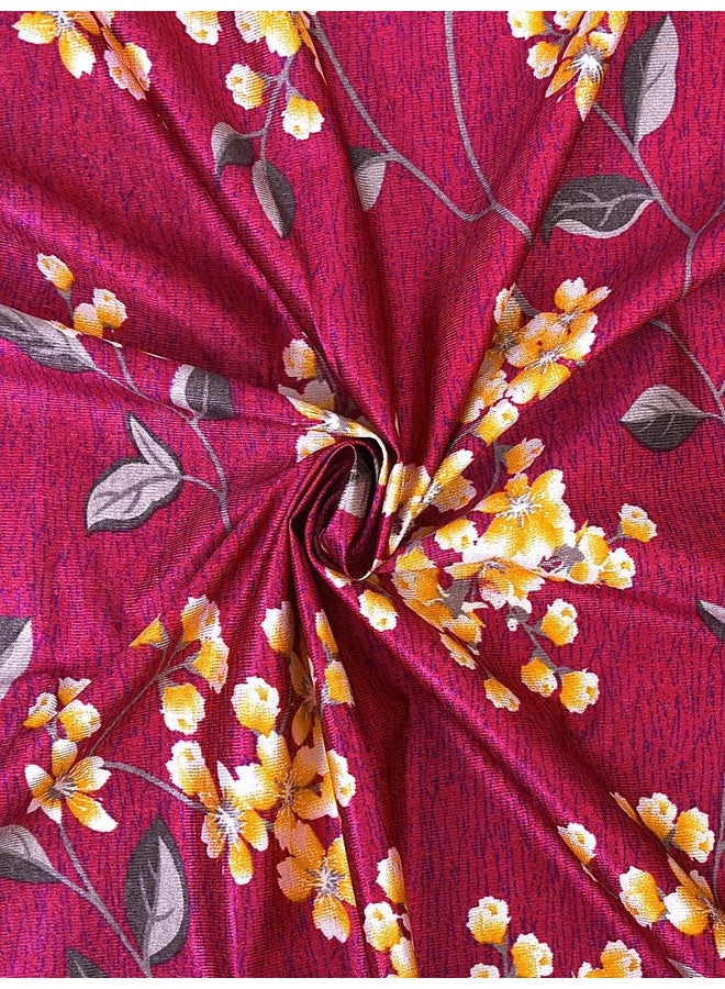 Cortina Floral Light-Filtering Polyester Curtains 7 feet Long Set of 2 for Door [ Opacity: 50-60%, Color: Maroon, Printed Curtain -130 GSM ] - Image 3