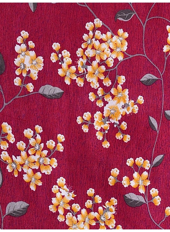 Cortina Floral Light-Filtering Polyester Curtains 7 feet Long Set of 2 for Door [ Opacity: 50-60%, Color: Maroon, Printed Curtain -130 GSM ] - Image 4