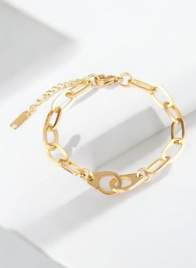 بلو لاين اسوارة نسائية أنيقة من الاستانلس ستيل مطلية باللون الذهبي عيار 18 - Image 1