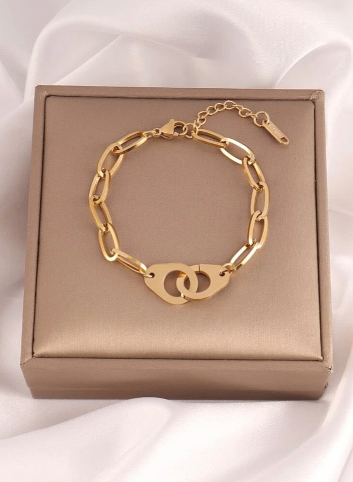 بلو لاين اسوارة نسائية أنيقة من الاستانلس ستيل مطلية باللون الذهبي عيار 18 - Image 2