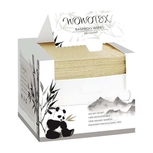 WOWOTEX Bamboo Rayon Disposable Face Towel Biodegradable Large Dry Face Wipes 240 Count / 4 Boxes Extra Thick Soft Clean Facial Towels for Sensitive Skin, Makeup Removing, Facial Cleansing, Nursing - Image 1