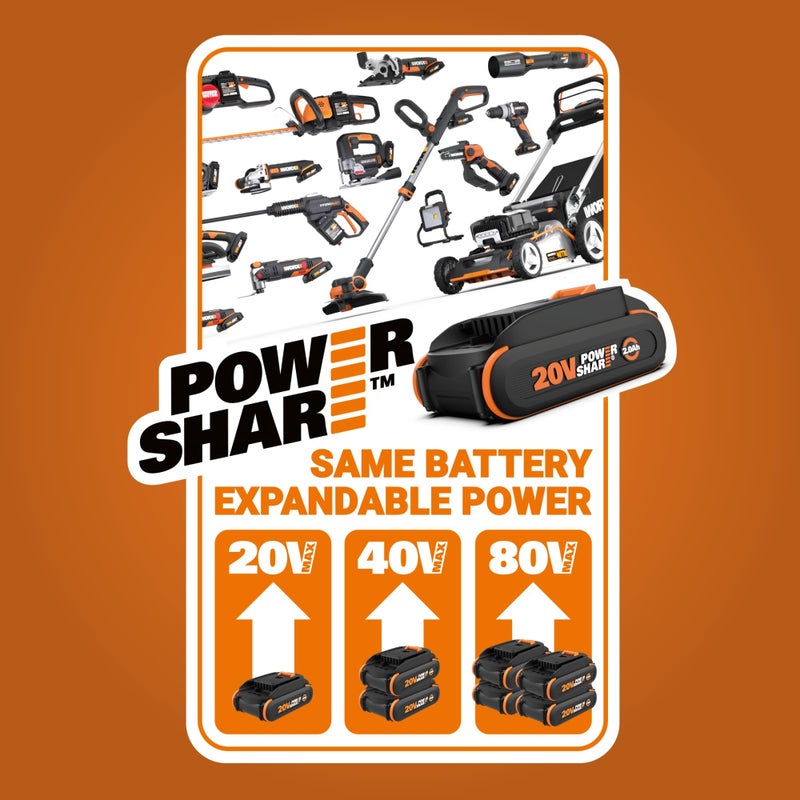 WORX 20V Cordless Seed Spreader 6-Speeds 5-Ft. Max Distance, Fertilizer Spreaders 8 Flow-Rate Settings, Broadcast Spreader Easier Than Hand Spreaders for Lawns WG869.9 â€“ Tool Only - Image 3