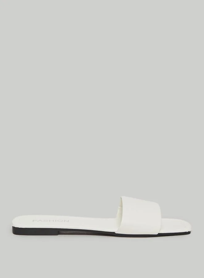 Take Two White Slip On Flat Slides