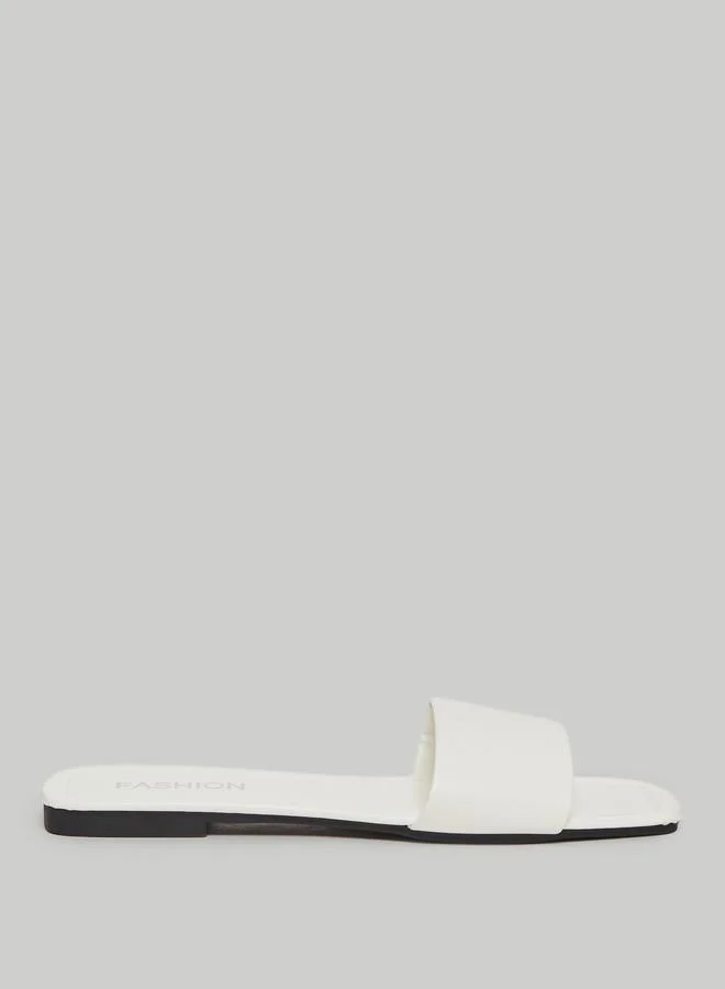 Take Two White Slip On Flat Slides