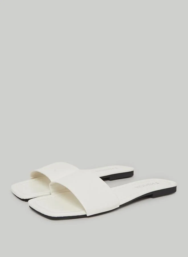 Take Two White Slip On Flat Slides