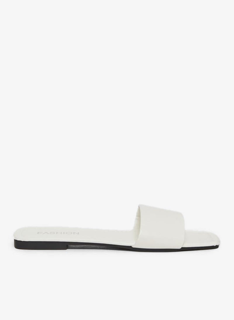 Take Two White Slip On Flat Slides - Image 1
