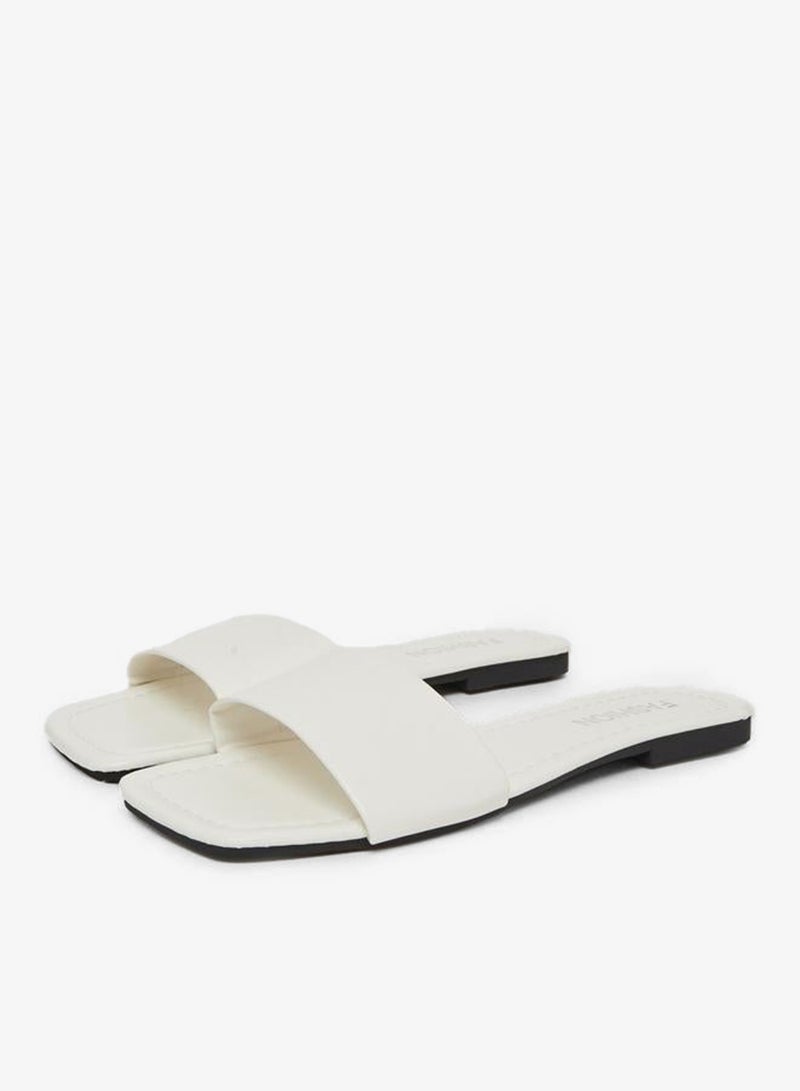 Take Two White Slip On Flat Slides - Image 2